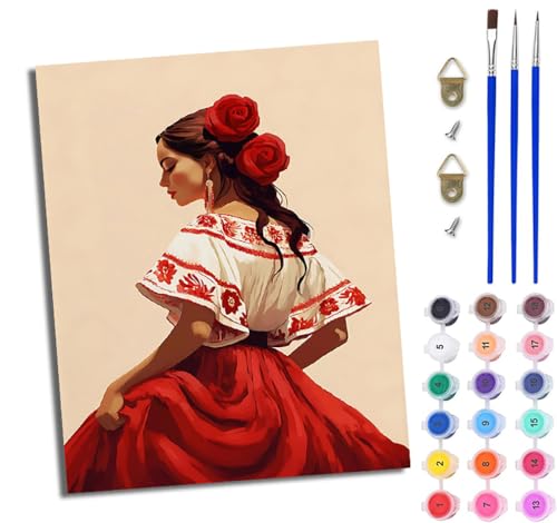 WJWWANG Malen Nach Zahlen Erwachsene Malen Nach Zahlen Mädchen im mexikanischen Stil DIY Handgemalt Ölgemälde Kit für Anfänger und Erwachsene Mit 3-Pinseln und Acrylfarbe Mit Rahmen 40X50CM WJWWANG Malen Nach Zahlen Erwachsene Malen Nach Zahlen Mädchen im mexikanischen Stil DIY Handgemalt Ölgemälde Kit für Anfänger und Erwachsene Mit 3-Pinseln und Acrylfarbe Mit Rahmen 40X50CM von WJWWANG