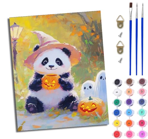 WJWWANG Malen Nach Zahlen Erwachsene Malen Nach Zahlen Niedlicher Panda Halloween DIY Handgemalt Ölgemälde Kit für Anfänger und Erwachsene Mit 3-Pinseln und Acrylfarbe Mit Rahmen 40X50CM WJWWANG Malen Nach Zahlen Erwachsene Malen Nach Zahlen Niedlicher Panda Halloween DIY Handgemalt Ölgemälde Kit für Anfänger und Erwachsene Mit 3-Pinseln und Acrylfarbe Mit Rahmen 40X50CM von WJWWANG