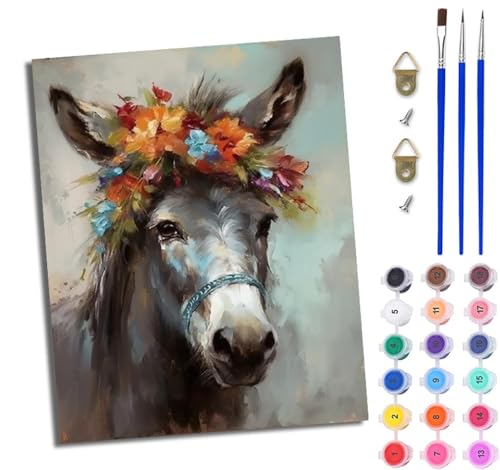 WJWWANG Malen Nach Zahlen Erwachsene Malen Nach Zahlen Pferde mit Girlanden DIY Handgemalt Ölgemälde Leinwand Kit für Anfänger und Erwachsene Ohne Rahmen 40 x 50 cm von WJWWANG