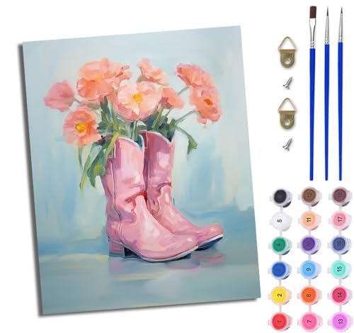 WJWWANG Malen Nach Zahlen Erwachsene Malen Nach Zahlen Rosa Stiefel mit Blumenmuster DIY Handgemalt Ölgemälde Kit für Anfänger und Erwachsene Mit 3-Pinseln und Acrylfarbe Mit Rahmen 40X50CM WJWWANG Malen Nach Zahlen Erwachsene Malen Nach Zahlen Rosa Stiefel mit Blumenmuster DIY Handgemalt Ölgemälde Kit für Anfänger und Erwachsene Mit 3-Pinseln und Acrylfarbe Mit Rahmen 40X50CM von WJWWANG