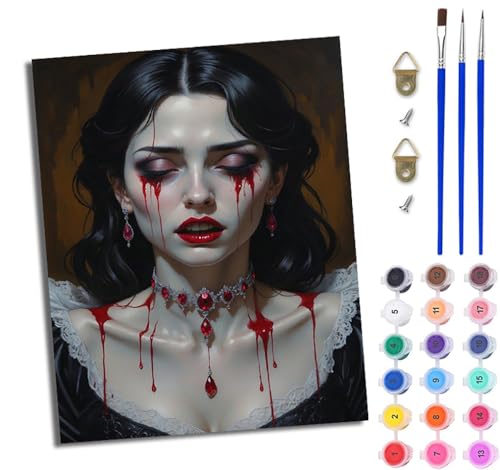 WJWWANG Malen Nach Zahlen Erwachsene Malen Nach Zahlen Schönes Vampirmädchen DIY Handgemalt Ölgemälde Kit für Anfänger und Erwachsene Mit 3-Pinseln und Acrylfarbe Mit Rahmen 40X50CM WJWWANG Malen Nach Zahlen Erwachsene Malen Nach Zahlen Schönes Vampirmädchen DIY Handgemalt Ölgemälde Kit für Anfänger und Erwachsene Mit 3-Pinseln und Acrylfarbe Mit Rahmen 40X50CM von WJWWANG