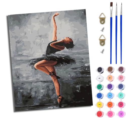 WJWWANG Malen Nach Zahlen Erwachsene Malen Nach Zahlen Schwarzes Ballerina-Mädchen DIY Handgemalt Ölgemälde Kit für Anfänger und Erwachsene Mit 3-Pinseln und Acrylfarbe Mit Rahmen 40X50CM WJWWANG Malen Nach Zahlen Erwachsene Malen Nach Zahlen Schwarzes Ballerina-Mädchen DIY Handgemalt Ölgemälde Kit für Anfänger und Erwachsene Mit 3-Pinseln und Acrylfarbe Mit Rahmen 40X50CM von WJWWANG