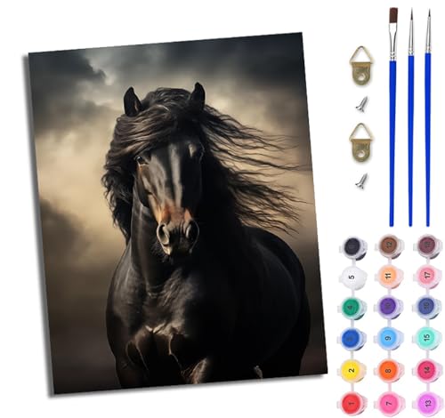 WJWWANG Malen Nach Zahlen Erwachsene Malen Nach Zahlen Schwarzes Pferd DIY Handgemalt Ölgemälde Leinwand Kit für Anfänger und Erwachsene Ohne Rahmen 40 x 50 cm WJWWANG Malen Nach Zahlen Erwachsene Malen Nach Zahlen Schwarzes Pferd DIY Handgemalt Ölgemälde Leinwand Kit für Anfänger und Erwachsene Ohne Rahmen 40 x 50 cm von WJWWANG