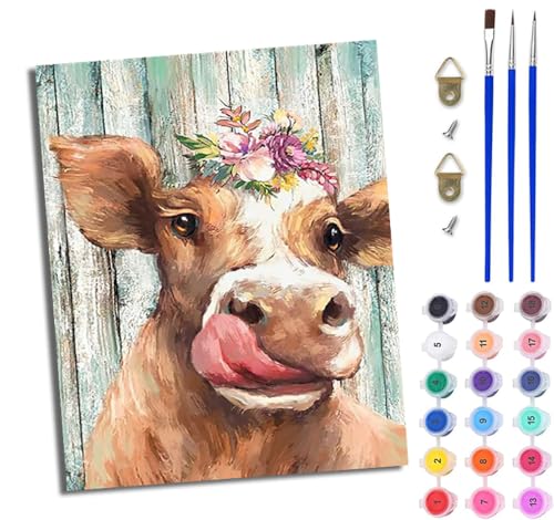 WJWWANG Malen Nach Zahlen Erwachsene Malen Nach Zahlen Süßes Kalb mit heraushängender Zunge DIY Handgemalt Ölgemälde Kit für Anfänger und Erwachsene Mit 3-Pinseln und Acrylfarbe Mit Rahmen 40X50CM WJWWANG Malen Nach Zahlen Erwachsene Malen Nach Zahlen Süßes Kalb mit heraushängender Zunge DIY Handgemalt Ölgemälde Kit für Anfänger und Erwachsene Mit 3-Pinseln und Acrylfarbe Mit Rahmen 40X50CM von WJWWANG