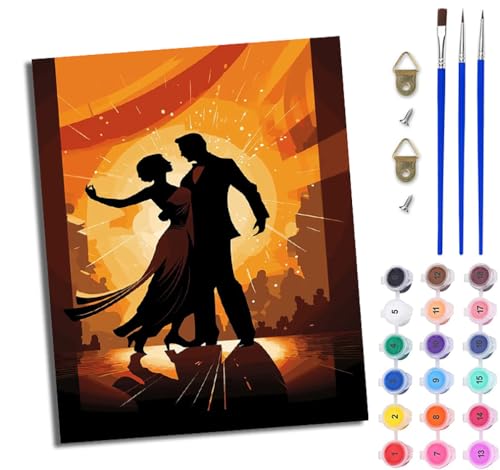 WJWWANG Malen Nach Zahlen Erwachsene Malen Nach Zahlen Tanzendes Paar DIY Handgemalt Ölgemälde Leinwand Kit für Anfänger und Erwachsene Ohne Rahmen 40 x 50 cm von WJWWANG