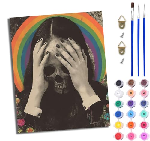 WJWWANG Malen Nach Zahlen Erwachsene Malen Nach Zahlen Totenkopf-Mädchen DIY Handgemalt Ölgemälde Kit für Anfänger und Erwachsene Mit 3-Pinseln und Acrylfarbe Mit Rahmen 40X50CM WJWWANG Malen Nach Zahlen Erwachsene Malen Nach Zahlen Totenkopf-Mädchen DIY Handgemalt Ölgemälde Kit für Anfänger und Erwachsene Mit 3-Pinseln und Acrylfarbe Mit Rahmen 40X50CM von WJWWANG
