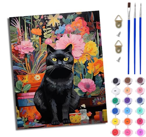 WJWWANG Malen Nach Zahlen Erwachsene Malen Nach Zahlen Vase Blumen Schwarze Katze DIY Handgemalt Ölgemälde Leinwand Kit für Anfänger und Erwachsene Ohne Rahmen 40 x 50 cm WJWWANG Malen Nach Zahlen Erwachsene Malen Nach Zahlen Vase Blumen Schwarze Katze DIY Handgemalt Ölgemälde Leinwand Kit für Anfänger und Erwachsene Ohne Rahmen 40 x 50 cm von WJWWANG