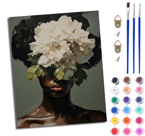 WJWWANG Malen Nach Zahlen Erwachsene Malen Nach Zahlen Weiße Blumen Afrikanisches Mädchen DIY Handgemalt Ölgemälde Leinwand Kit für Anfänger und Erwachsene Ohne Rahmen 40 x 50 cm WJWWANG Malen Nach Zahlen Erwachsene Malen Nach Zahlen Weiße Blumen Afrikanisches Mädchen DIY Handgemalt Ölgemälde Leinwand Kit für Anfänger und Erwachsene Ohne Rahmen 40 x 50 cm von WJWWANG