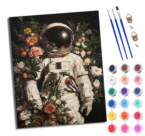 Malen Nach Zahlen Erwachsene Paint by Numbers Malen Nach Zahlen mit Pinseln und Acrylfarben Astronaut mit Blumen Handgemalte Ölgemälde Leinwand für Home Décor Ohne Rahmen Malen Nach Zahlen Erwachsene Paint by Numbers Malen Nach Zahlen mit Pinseln und Acrylfarben Astronaut mit Blumen Handgemalte Ölgemälde Leinwand für Home Décor Ohne Rahmen von WJWWANG