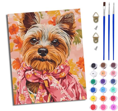 WJWWANG Malen Nach Zahlen Erwachsene Paint by Numbers Malen Nach Zahlen mit Pinseln und Acrylfarben Blumen-Yorkshire-Terrier Handgemalte Ölgemälde Leinwand für Home Décor Ohne Rahmen WJWWANG Malen Nach Zahlen Erwachsene Paint by Numbers Malen Nach Zahlen mit Pinseln und Acrylfarben Blumen-Yorkshire-Terrier Handgemalte Ölgemälde Leinwand für Home Décor Ohne Rahmen von WJWWANG