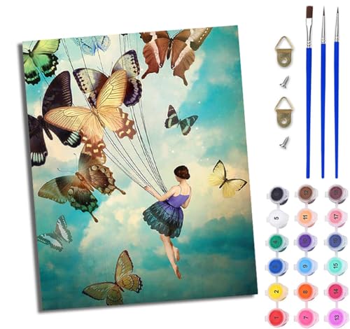 WJWWANG Malen Nach Zahlen Erwachsene Paint by Numbers Malen Nach Zahlen mit Pinseln und Acrylfarben Blumen ziehen Mädchen aus Handgemalte Ölgemälde Leinwand für Home Décor Ohne Rahmen von WJWWANG
