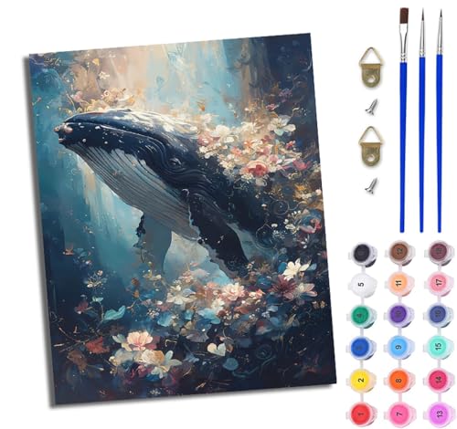 WJWWANG Malen Nach Zahlen Erwachsene Paint by Numbers Malen Nach Zahlen mit Pinseln und Acrylfarben Bunter Blumenwal Handgemalte Ölgemälde Leinwand für Home Décor Ohne Rahmen WJWWANG Malen Nach Zahlen Erwachsene Paint by Numbers Malen Nach Zahlen mit Pinseln und Acrylfarben Bunter Blumenwal Handgemalte Ölgemälde Leinwand für Home Décor Ohne Rahmen von WJWWANG