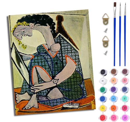 WJWWANG Malen Nach Zahlen Erwachsene Paint by Numbers Malen Nach Zahlen mit Pinseln und Acrylfarben Einfache abstrakte Frau Handgemalte Ölgemälde Leinwand für Home Décor Ohne Rahmen von WJWWANG