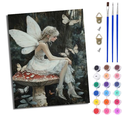 WJWWANG Malen Nach Zahlen Erwachsene Paint by Numbers Malen Nach Zahlen mit Pinseln und Acrylfarben Elfenmädchen Pilz Handgemalte Ölgemälde Leinwand für Home Décor Ohne Rahmen WJWWANG Malen Nach Zahlen Erwachsene Paint by Numbers Malen Nach Zahlen mit Pinseln und Acrylfarben Elfenmädchen Pilz Handgemalte Ölgemälde Leinwand für Home Décor Ohne Rahmen von WJWWANG