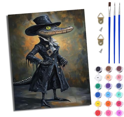 WJWWANG Malen Nach Zahlen Erwachsene Paint by Numbers Malen Nach Zahlen mit Pinseln und Acrylfarben Gentleman Krokodil Handgemalte Ölgemälde Leinwand für Home Décor Ohne Rahmen WJWWANG Malen Nach Zahlen Erwachsene Paint by Numbers Malen Nach Zahlen mit Pinseln und Acrylfarben Gentleman Krokodil Handgemalte Ölgemälde Leinwand für Home Décor Ohne Rahmen von WJWWANG