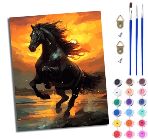 WJWWANG Malen Nach Zahlen Erwachsene Paint by Numbers Malen Nach Zahlen mit Pinseln und Acrylfarben Laufendes schwarzes Pferd Handgemalte Ölgemälde Leinwand für Home Décor Ohne Rahmen WJWWANG Malen Nach Zahlen Erwachsene Paint by Numbers Malen Nach Zahlen mit Pinseln und Acrylfarben Laufendes schwarzes Pferd Handgemalte Ölgemälde Leinwand für Home Décor Ohne Rahmen von WJWWANG