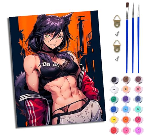 WJWWANG Malen Nach Zahlen Erwachsene Paint by Numbers Malen Nach Zahlen mit Pinseln und Acrylfarben Mädchen im Anime-Stil Handgemalte Ölgemälde Leinwand für Home Décor Ohne Rahmen von WJWWANG