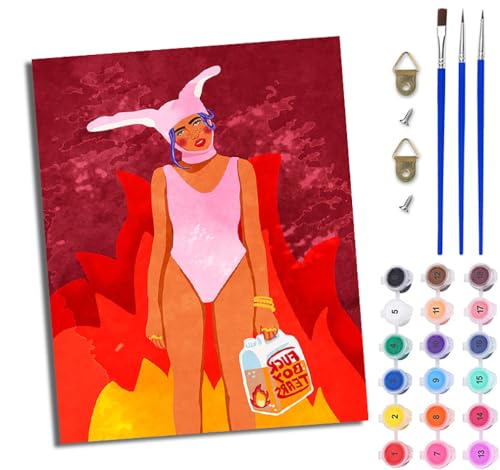 WJWWANG Malen Nach Zahlen Erwachsene Paint by Numbers Malen Nach Zahlen mit Pinseln und Acrylfarben Mädchen im Pop-Stil Handgemalte Ölgemälde Leinwand für Home Décor Ohne Rahmen von WJWWANG