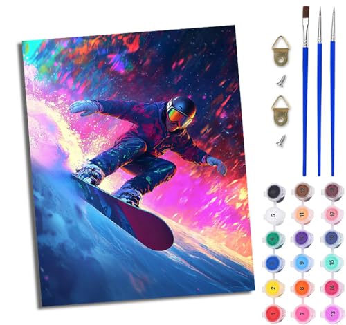 WJWWANG Malen Nach Zahlen Erwachsene Paint by Numbers Malen Nach Zahlen mit Pinseln und Acrylfarben Mann, der Skifahren liebt Handgemalte Ölgemälde Leinwand für Home Décor Ohne Rahmen von WJWWANG