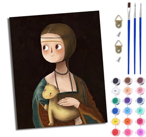 WJWWANG Malen Nach Zahlen Erwachsene Paint by Numbers Malen Nach Zahlen mit Pinseln und Acrylfarben Modernes Cartoon-Mädchen Handgemalte Ölgemälde Leinwand für Home Décor Ohne Rahmen von WJWWANG