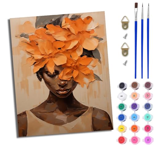 WJWWANG Malen Nach Zahlen Erwachsene Paint by Numbers Malen Nach Zahlen mit Pinseln und Acrylfarben Orange Blumen Mädchen Handgemalte Ölgemälde Leinwand für Home Décor Ohne Rahmen WJWWANG Malen Nach Zahlen Erwachsene Paint by Numbers Malen Nach Zahlen mit Pinseln und Acrylfarben Orange Blumen Mädchen Handgemalte Ölgemälde Leinwand für Home Décor Ohne Rahmen von WJWWANG