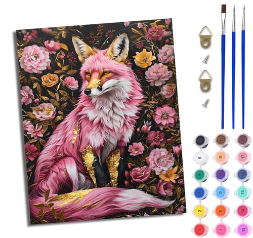 WJWWANG Malen Nach Zahlen Erwachsene Paint by Numbers Malen Nach Zahlen mit Pinseln und Acrylfarben Rosa Blumen Fuchs Handgemalte Ölgemälde Leinwand für Home Décor Ohne Rahmen WJWWANG Malen Nach Zahlen Erwachsene Paint by Numbers Malen Nach Zahlen mit Pinseln und Acrylfarben Rosa Blumen Fuchs Handgemalte Ölgemälde Leinwand für Home Décor Ohne Rahmen von WJWWANG