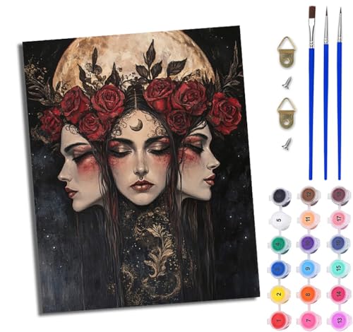 WJWWANG Malen Nach Zahlen Erwachsene Paint by Numbers Malen Nach Zahlen mit Pinseln und Acrylfarben Rose Moon Girl Handgemalte Ölgemälde Leinwand für Home Décor Ohne Rahmen WJWWANG Malen Nach Zahlen Erwachsene Paint by Numbers Malen Nach Zahlen mit Pinseln und Acrylfarben Rose Moon Girl Handgemalte Ölgemälde Leinwand für Home Décor Ohne Rahmen von WJWWANG