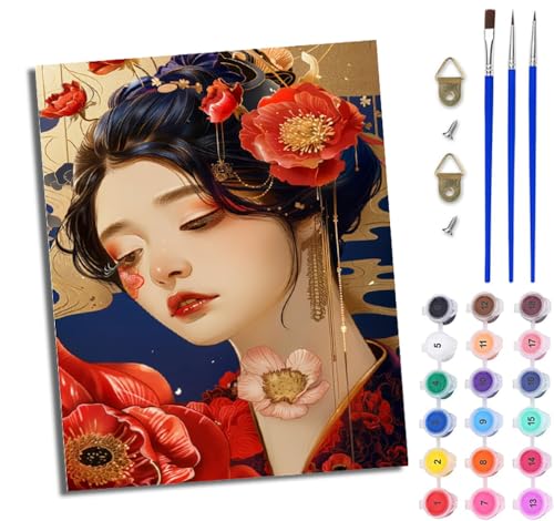WJWWANG Malen Nach Zahlen Erwachsene Paint by Numbers Malen Nach Zahlen mit Pinseln und Acrylfarben Schöne Mädchen Blumen Handgemalte Ölgemälde Leinwand für Home Décor Ohne Rahmen WJWWANG Malen Nach Zahlen Erwachsene Paint by Numbers Malen Nach Zahlen mit Pinseln und Acrylfarben Schöne Mädchen Blumen Handgemalte Ölgemälde Leinwand für Home Décor Ohne Rahmen von WJWWANG