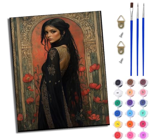 WJWWANG Malen Nach Zahlen Erwachsene Paint by Numbers Malen Nach Zahlen mit Pinseln und Acrylfarben Schönheit im klassischen Stil Handgemalte Ölgemälde Leinwand für Home Décor Ohne Rahmen von WJWWANG