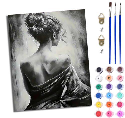 WJWWANG Malen Nach Zahlen Erwachsene Paint by Numbers Malen Nach Zahlen mit Pinseln und Acrylfarben Sexy Mädchen zurück Handgemalte Ölgemälde Leinwand für Home Décor Ohne Rahmen von WJWWANG