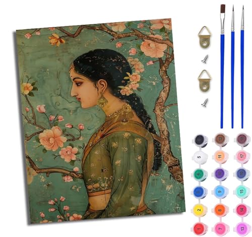 WJWWANG Malen Nach Zahlen ErwachseneBlumen Indisches Mädchen DIY Handgemalt Ölgemälde Kit für Anfänger und Erwachsene Mit 3-Pinseln und Acrylfarbe Ohne Rahmen 40X50CM WJWWANG Malen Nach Zahlen ErwachseneBlumen Indisches Mädchen DIY Handgemalt Ölgemälde Kit für Anfänger und Erwachsene Mit 3-Pinseln und Acrylfarbe Ohne Rahmen 40X50CM von WJWWANG