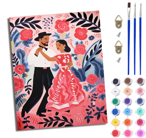 WJWWANG Malen Nach Zahlen ErwachseneBlumenwalzerpaar DIY Handgemalt Ölgemälde Kit für Anfänger und Erwachsene Mit 3-Pinseln und Acrylfarbe Ohne Rahmen 40X50CM WJWWANG Malen Nach Zahlen ErwachseneBlumenwalzerpaar DIY Handgemalt Ölgemälde Kit für Anfänger und Erwachsene Mit 3-Pinseln und Acrylfarbe Ohne Rahmen 40X50CM von WJWWANG