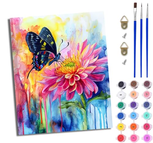 WJWWANG Malen Nach Zahlen ErwachseneBunte Blumen und Schmetterlinge DIY Handgemalt Ölgemälde Kit für Anfänger und Erwachsene Mit 3-Pinseln und Acrylfarbe Ohne Rahmen 40X50CM WJWWANG Malen Nach Zahlen ErwachseneBunte Blumen und Schmetterlinge DIY Handgemalt Ölgemälde Kit für Anfänger und Erwachsene Mit 3-Pinseln und Acrylfarbe Ohne Rahmen 40X50CM von WJWWANG