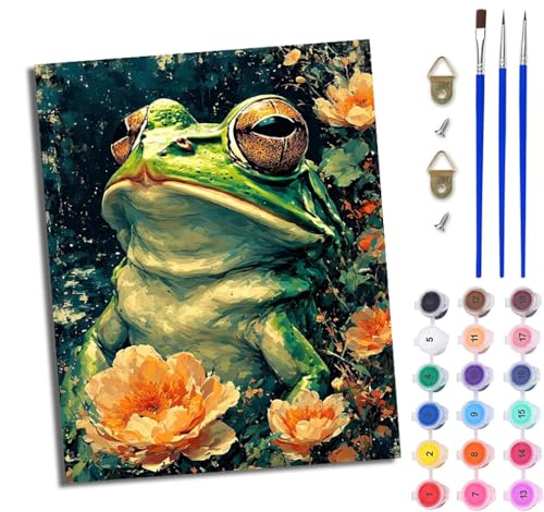 WJWWANG Malen Nach Zahlen ErwachseneFrosch in den Blumen DIY Handgemalt Ölgemälde Kit für Anfänger und Erwachsene Mit 3-Pinseln und Acrylfarbe Ohne Rahmen 40X50CM WJWWANG Malen Nach Zahlen ErwachseneFrosch in den Blumen DIY Handgemalt Ölgemälde Kit für Anfänger und Erwachsene Mit 3-Pinseln und Acrylfarbe Ohne Rahmen 40X50CM von WJWWANG