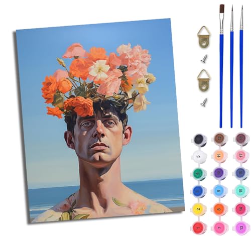 WJWWANG Malen Nach Zahlen ErwachseneHübscher Junge mit Blumen DIY Handgemalt Ölgemälde Kit für Anfänger und Erwachsene Mit 3-Pinseln und Acrylfarbe Ohne Rahmen 40X50CM WJWWANG Malen Nach Zahlen ErwachseneHübscher Junge mit Blumen DIY Handgemalt Ölgemälde Kit für Anfänger und Erwachsene Mit 3-Pinseln und Acrylfarbe Ohne Rahmen 40X50CM von WJWWANG