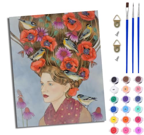 WJWWANG Malen Nach Zahlen ErwachseneMädchen Blumen Vögel DIY Handgemalt Ölgemälde Kit für Anfänger und Erwachsene Mit 3-Pinseln und Acrylfarbe Ohne Rahmen 40X50CM WJWWANG Malen Nach Zahlen ErwachseneMädchen Blumen Vögel DIY Handgemalt Ölgemälde Kit für Anfänger und Erwachsene Mit 3-Pinseln und Acrylfarbe Ohne Rahmen 40X50CM von WJWWANG