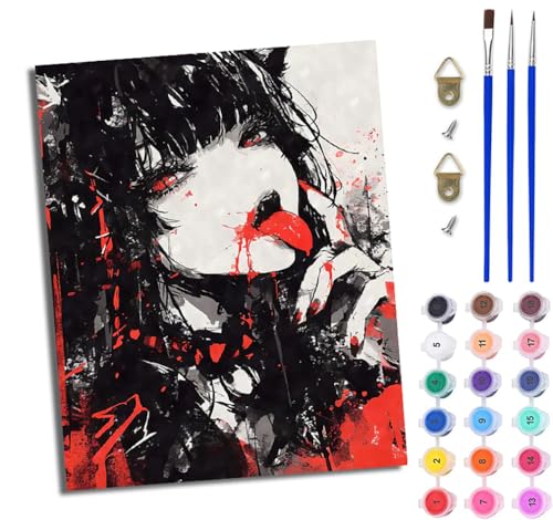 WJWWANG Malen Nach Zahlen ErwachseneMädchen im Gothic-Stil DIY Handgemalt Ölgemälde Kit für Anfänger und Erwachsene Mit 3-Pinseln und Acrylfarbe Ohne Rahmen 40X50CM WJWWANG Malen Nach Zahlen ErwachseneMädchen im Gothic-Stil DIY Handgemalt Ölgemälde Kit für Anfänger und Erwachsene Mit 3-Pinseln und Acrylfarbe Ohne Rahmen 40X50CM von WJWWANG
