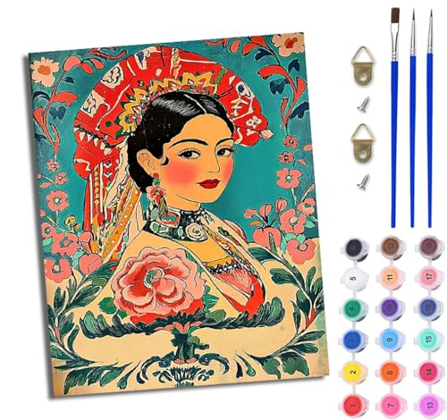 WJWWANG Malen Nach Zahlen ErwachseneRetro-Frau mit Blumen DIY Handgemalt Ölgemälde Kit für Anfänger und Erwachsene Mit 3-Pinseln und Acrylfarbe Ohne Rahmen 40X50CM WJWWANG Malen Nach Zahlen ErwachseneRetro-Frau mit Blumen DIY Handgemalt Ölgemälde Kit für Anfänger und Erwachsene Mit 3-Pinseln und Acrylfarbe Ohne Rahmen 40X50CM von WJWWANG