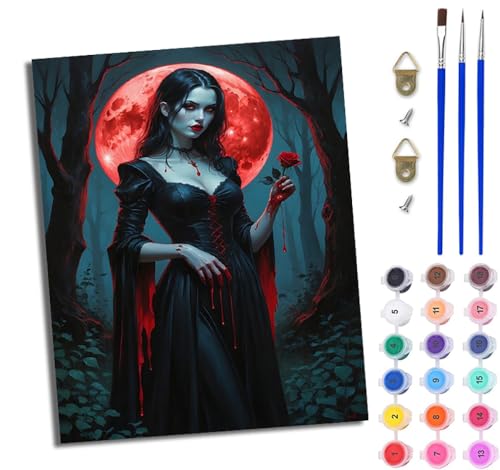 WJWWANG Malen Nach Zahlen ErwachseneRosen-Vampirmädchen DIY Handgemalt Ölgemälde Kit für Anfänger und Erwachsene Mit 3-Pinseln und Acrylfarbe Ohne Rahmen 40X50CM WJWWANG Malen Nach Zahlen ErwachseneRosen-Vampirmädchen DIY Handgemalt Ölgemälde Kit für Anfänger und Erwachsene Mit 3-Pinseln und Acrylfarbe Ohne Rahmen 40X50CM von WJWWANG