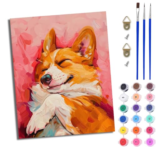 WJWWANG Malen Nach Zahlen ErwachseneSchlafender Corgi DIY Handgemalt Ölgemälde Kit für Anfänger und Erwachsene Mit 3-Pinseln und Acrylfarbe Ohne Rahmen 40X50CM WJWWANG Malen Nach Zahlen ErwachseneSchlafender Corgi DIY Handgemalt Ölgemälde Kit für Anfänger und Erwachsene Mit 3-Pinseln und Acrylfarbe Ohne Rahmen 40X50CM von WJWWANG