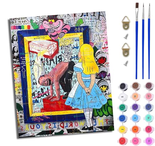 WJWWANG Malen Nach Zahlen ErwachseneStreetart im Pop-Stil DIY Handgemalt Ölgemälde Kit für Anfänger und Erwachsene Mit 3-Pinseln und Acrylfarbe Ohne Rahmen 40X50CM von WJWWANG