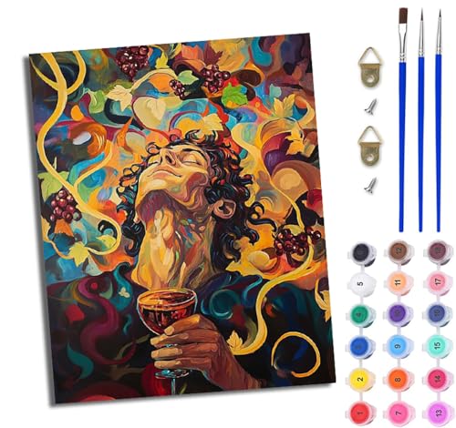 WJWWANG Malen Nach Zahlen ErwachseneWein, hübscher Junge DIY Handgemalt Ölgemälde Kit für Anfänger und Erwachsene Mit 3-Pinseln und Acrylfarbe Ohne Rahmen 40X50CM von WJWWANG