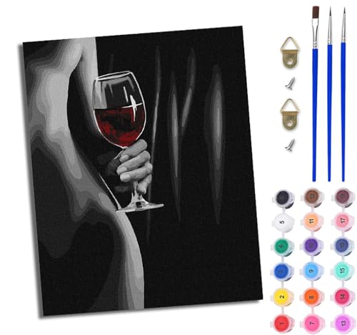 WJWWANG Malen Nach Zahlen ErwachseneWeinglas und Mädchen DIY Handgemalt Ölgemälde Kit für Anfänger und Erwachsene Mit 3-Pinseln und Acrylfarbe Ohne Rahmen 40X50CM WJWWANG Malen Nach Zahlen ErwachseneWeinglas und Mädchen DIY Handgemalt Ölgemälde Kit für Anfänger und Erwachsene Mit 3-Pinseln und Acrylfarbe Ohne Rahmen 40X50CM von WJWWANG