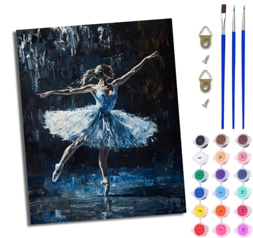WJWWANG Malen nach Zahlen DIY Handgemalt Ölgemälde Set für Anfänger und Jugendliche Ballett anmutiges Mädchen Pinsel und Acrylfarbe 40x50 cm ideal als Geschenk oder zur Heimdekoration von WJWWANG