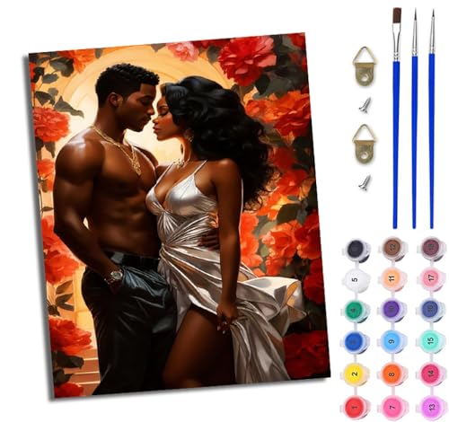 WJWWANG Malen nach Zahlen DIY Handgemalt Ölgemälde Set für Anfänger und Jugendliche Blumen Afrikanisches Paar Pinsel und Acrylfarbe 40x50 cm ideal als Geschenk oder zur Heimdekoration WJWWANG Malen nach Zahlen DIY Handgemalt Ölgemälde Set für Anfänger und Jugendliche Blumen Afrikanisches Paar Pinsel und Acrylfarbe 40x50 cm ideal als Geschenk oder zur Heimdekoration von WJWWANG