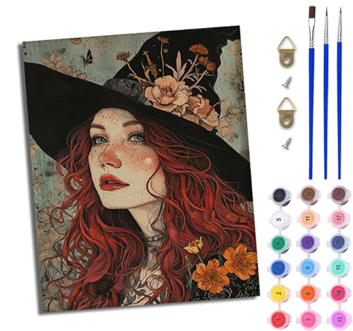 WJWWANG Malen nach Zahlen DIY Handgemalt Ölgemälde Set für Anfänger und Jugendliche Blumenhexe Pinsel und Acrylfarbe 40x50 cm Mit Rahmen ideal als Geschenk oder zur Heimdekoration WJWWANG Malen nach Zahlen DIY Handgemalt Ölgemälde Set für Anfänger und Jugendliche Blumenhexe Pinsel und Acrylfarbe 40x50 cm Mit Rahmen ideal als Geschenk oder zur Heimdekoration von WJWWANG