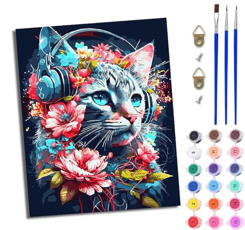 WJWWANG Malen nach Zahlen DIY Handgemalt Ölgemälde Set für Anfänger und Jugendliche Blumenmusik Kätzchen Pinsel und Acrylfarbe 40x50 cm Mit Rahmen ideal als Geschenk oder zur Heimdekoration WJWWANG Malen nach Zahlen DIY Handgemalt Ölgemälde Set für Anfänger und Jugendliche Blumenmusik Kätzchen Pinsel und Acrylfarbe 40x50 cm Mit Rahmen ideal als Geschenk oder zur Heimdekoration von WJWWANG