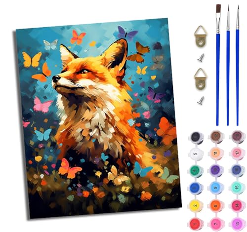 WJWWANG Malen nach Zahlen DIY Handgemalt Ölgemälde Set für Anfänger und Jugendliche Bunter Schmetterlingsfuchs Pinsel und Acrylfarbe 40x50 cm ideal als Geschenk oder zur Heimdekoration WJWWANG Malen nach Zahlen DIY Handgemalt Ölgemälde Set für Anfänger und Jugendliche Bunter Schmetterlingsfuchs Pinsel und Acrylfarbe 40x50 cm ideal als Geschenk oder zur Heimdekoration von WJWWANG