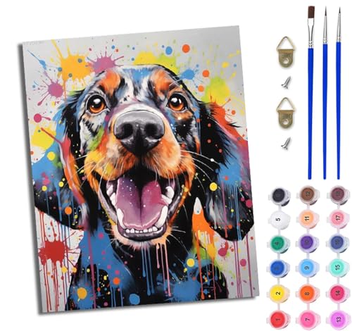 WJWWANG Malen nach Zahlen DIY Handgemalt Ölgemälde Set für Anfänger und Jugendliche Dackel im Inkjet-Stil Pinsel und Acrylfarbe 40x50 cm Mit Rahmen ideal als Geschenk oder zur Heimdekoration WJWWANG Malen nach Zahlen DIY Handgemalt Ölgemälde Set für Anfänger und Jugendliche Dackel im Inkjet-Stil Pinsel und Acrylfarbe 40x50 cm Mit Rahmen ideal als Geschenk oder zur Heimdekoration von WJWWANG
