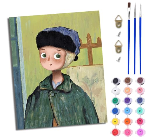 WJWWANG Malen nach Zahlen DIY Handgemalt Ölgemälde Set für Anfänger und Jugendliche Einzigartiger Junge im Kunststil Pinsel und Acrylfarbe 40x50 cm ideal als Geschenk oder zur Heimdekoration von WJWWANG
